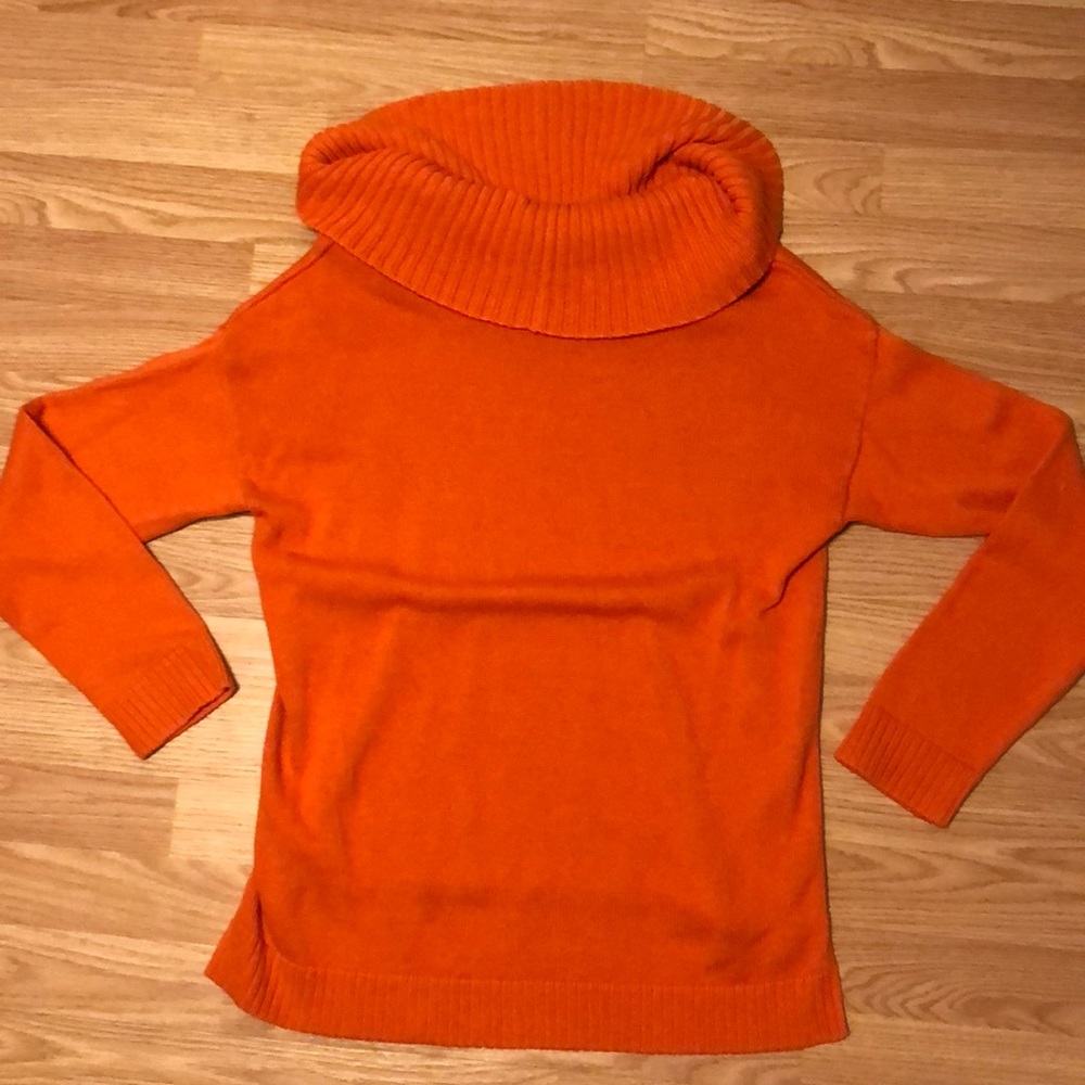 Orange turtleneck sweater